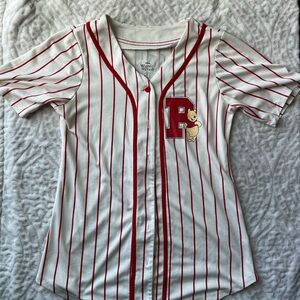 Disney Womens Red and White Striped Shirt